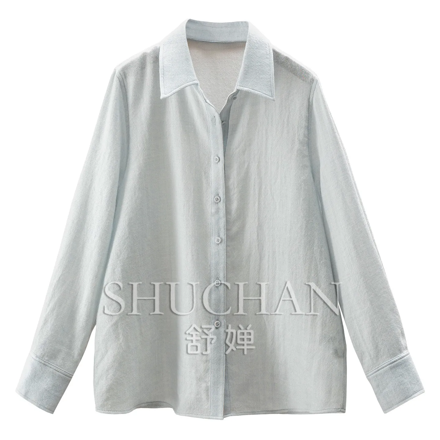 Jingxue Giant Premium Soft Waxy Commuter Herringbone 100% Wool Shirt Women's E388 Blusas Femininas Elegantes