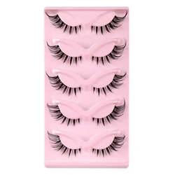 5 Pair 3D Cat Eye Lashes Fox Eye Fluffy Soft Natural Mink False Eyelashes Faux Makeup Fake Eyelash