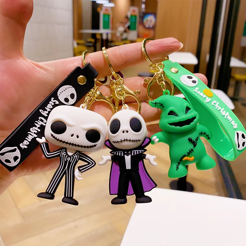 

Funny Christmas Nightmare Keychain Cartoon Halloween Pumpkin Man Skull Figure Keychain Party Gift Pendant