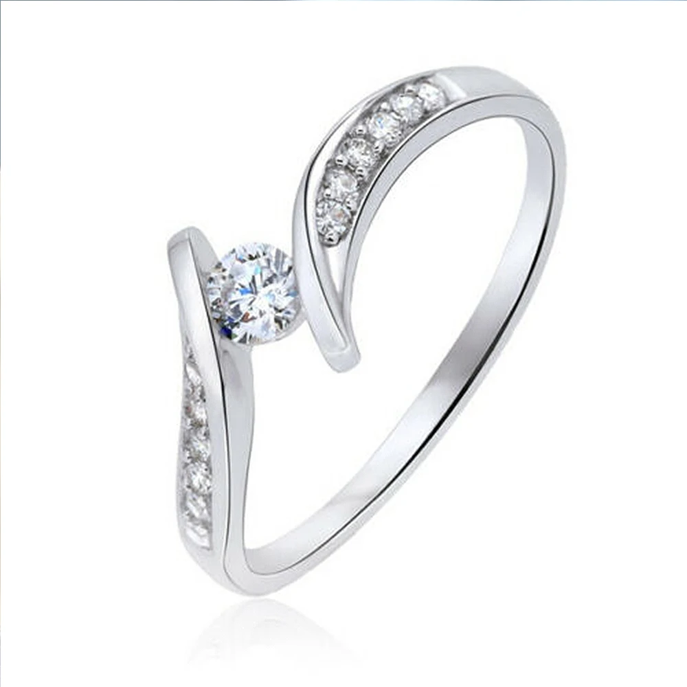 Huitan Minimalist Engagement Wedding Rings for Women Round Cubic Zirconia Simple Elegant Female Accessories 2022 Fashion Jewelry