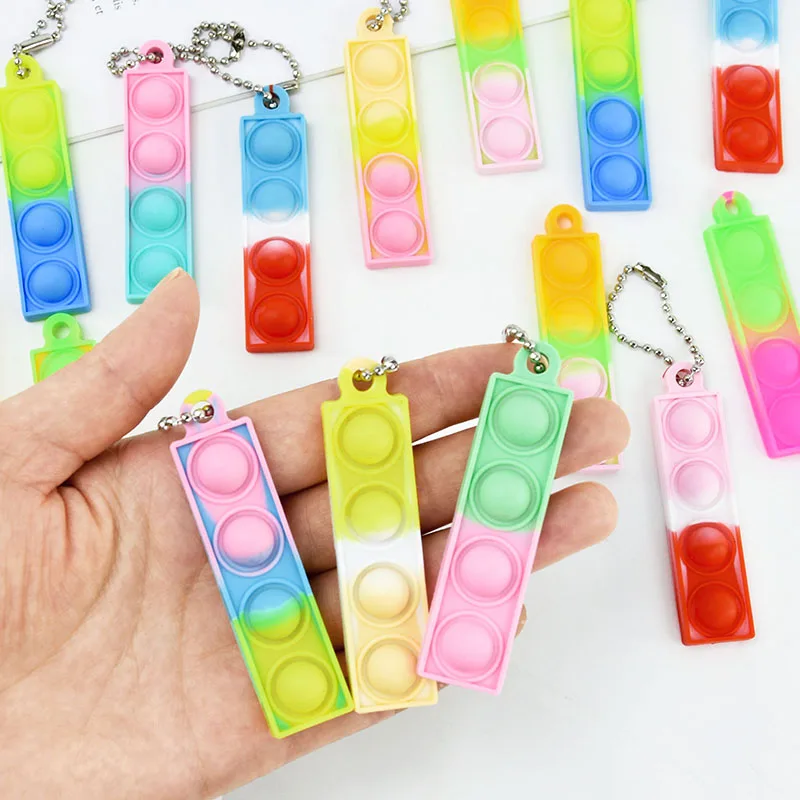 10/30Pcs Silicone Bubble Keychain Colorful Push Bubble Stress Relief Sensory Fidget Toys For Kids Birthday Wedding Gifts Prizes