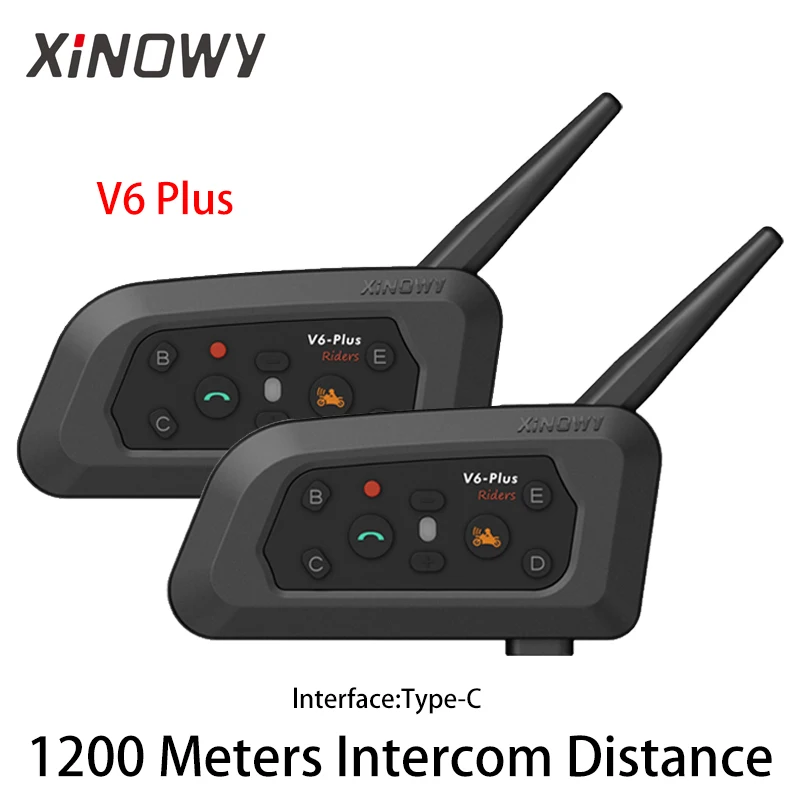 

XINOWY V6 Plus Motorcycle Helmet Intercom Waterproof GPS 1200M Full Duplex Interphone Communicator Bluetooth Headset