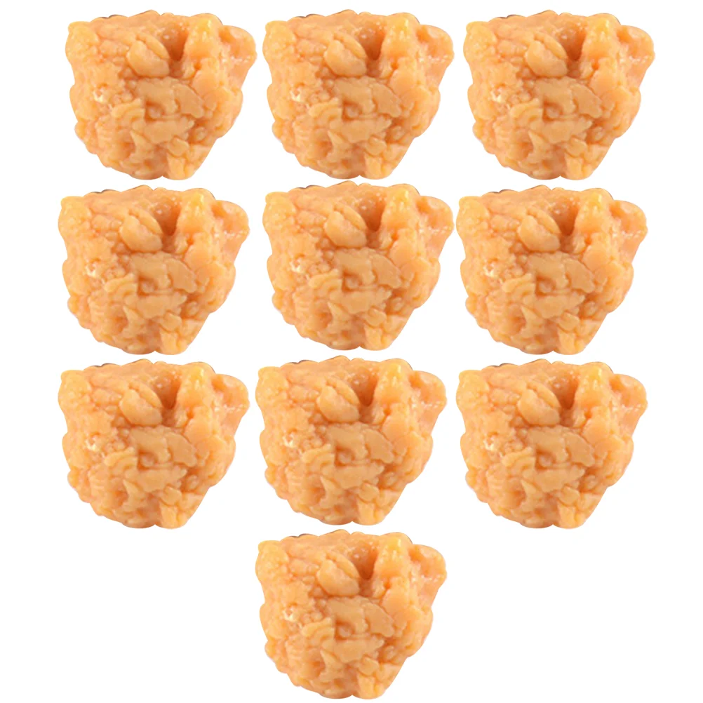 

10 Pcs Simulation Popcorn Chicken Fake Nuggets Food Decor Imitated Simulated Model Fried Child