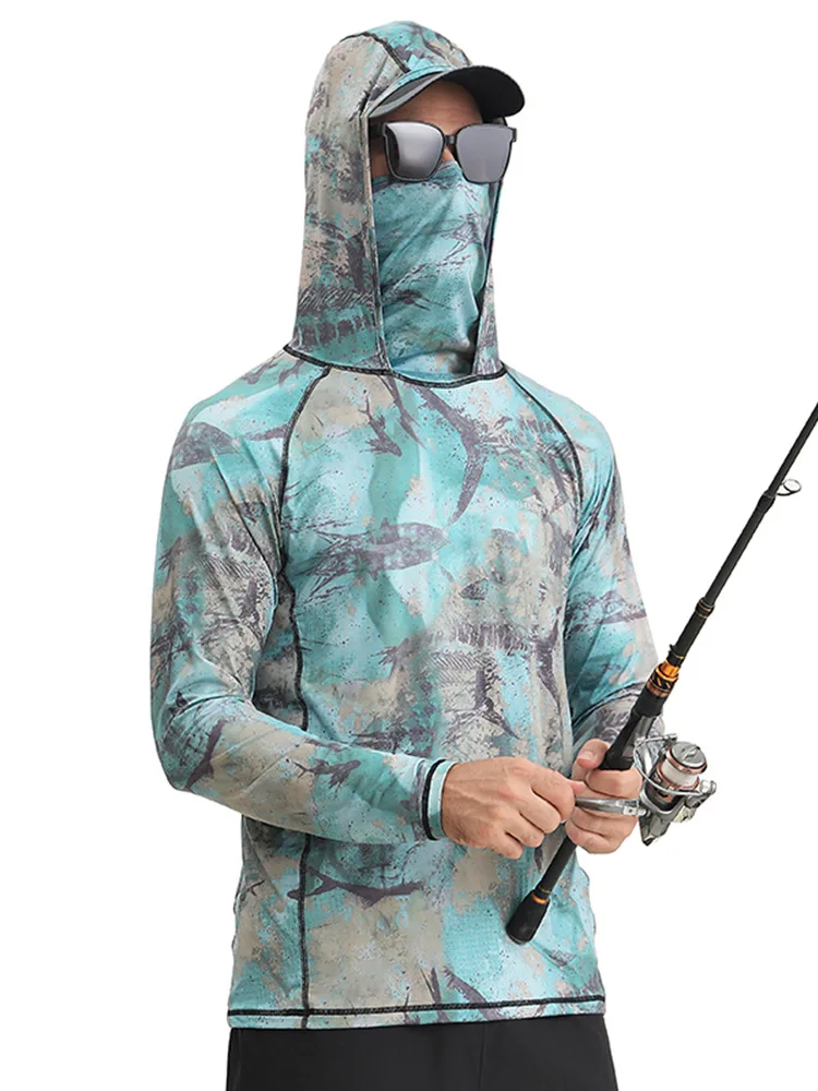 SBART Outdoor Fishing Sunscreen Clothes Ice Feel Hooded Sunscreen Clothes UV Resistant Quick Drying Coat Fishing Clothes DY0002