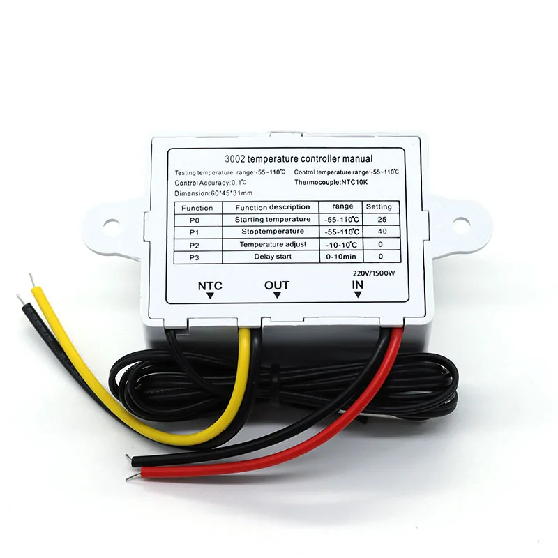 1/5/10PCS XH-W3002 220V/12V Digital LED Temperature Controller 10A Thermostat Control Switch with Waterproof Sensor Probe W3002