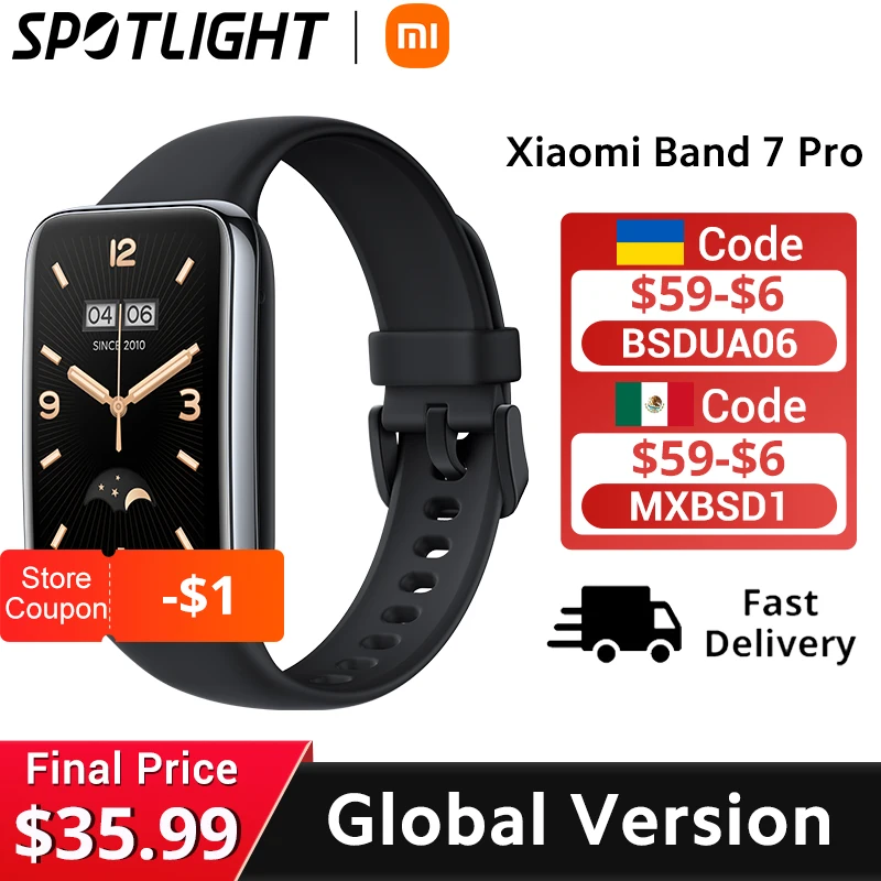 Global Version Xiaomi Band 7 Pro 1.64'' AMOLED 2.5D Curved Display Built in GPS Blood Oxygen Always On Watch Face Smart Band