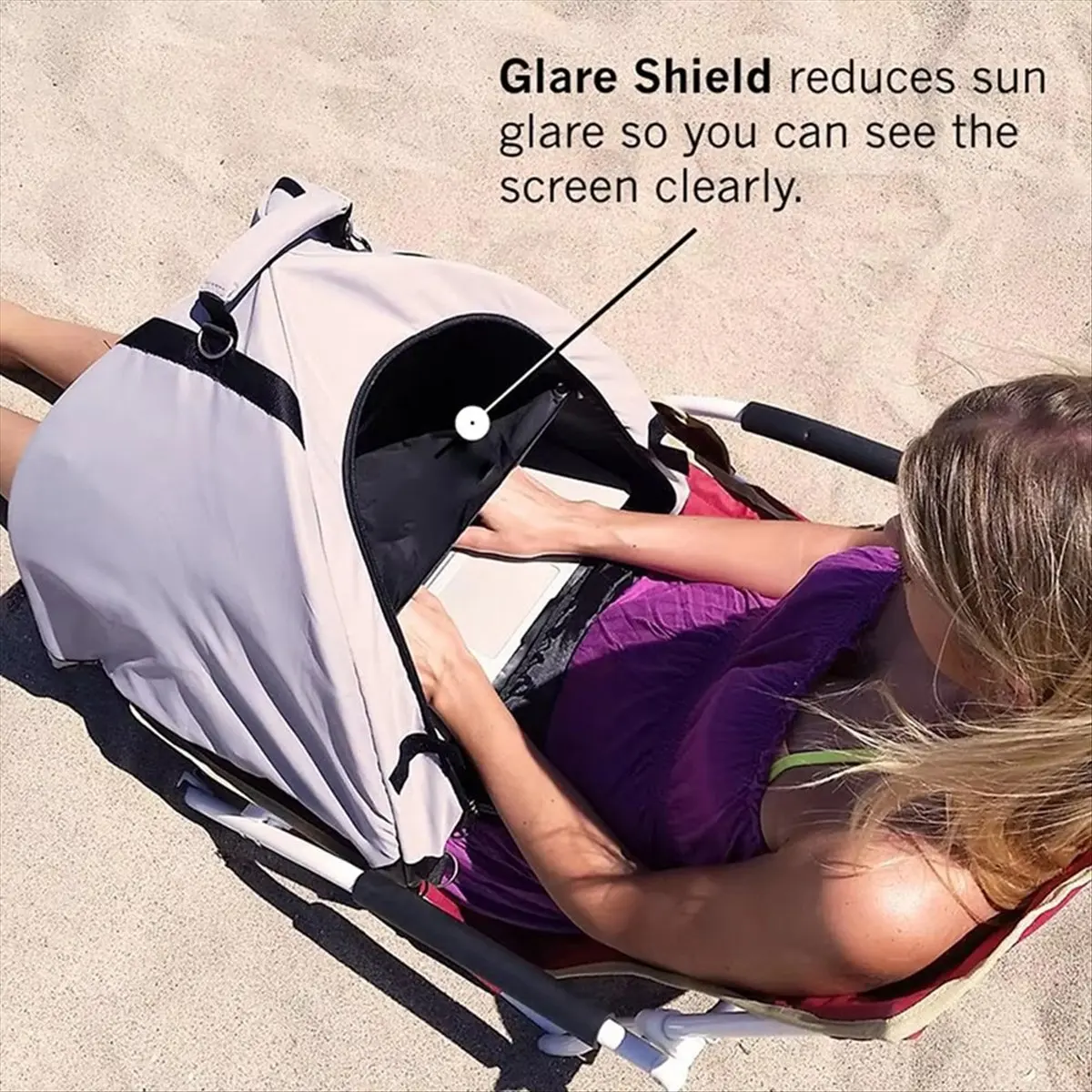 Welcome Deal~Laptop Sun Shade Tent Privacy Screen Hood Foldable Computer Bags Outdoor Work for Most Laptops Water-Resistant Beac