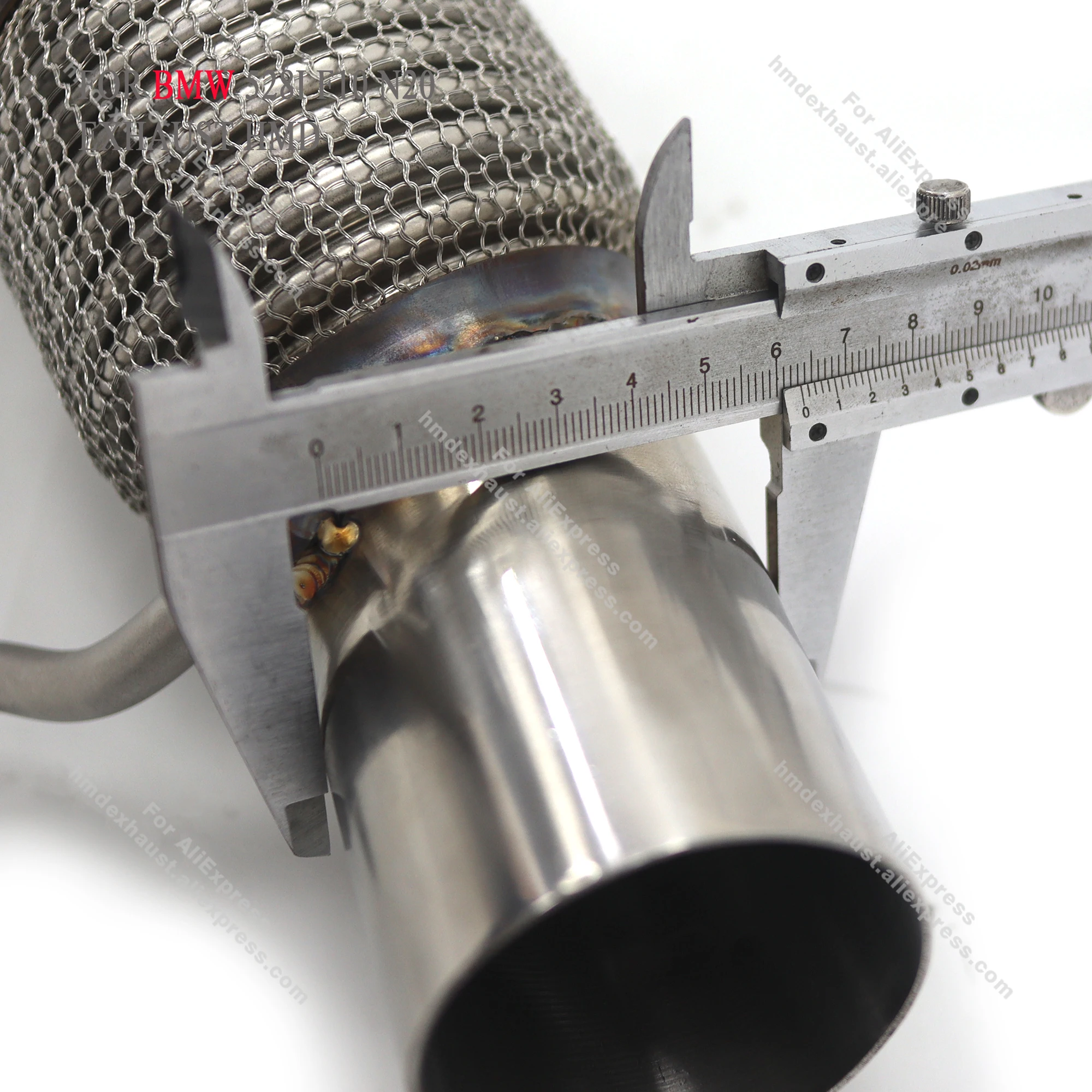 HMD رائجة البيع أنبوب السفلي المحفف لسيارات BMW 528I F10 N20 أنبوب عادم أداء الفولاذ المقاوم للصدأ مع درع الحرارة