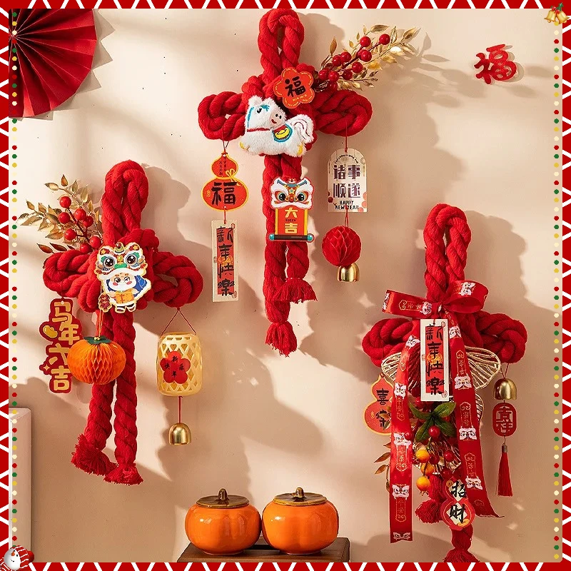 

Китайский узел-подвеска «Год Лошади» с кисточками, украшение для дома и окон на Новый год 2026, декор для создания атмосферы