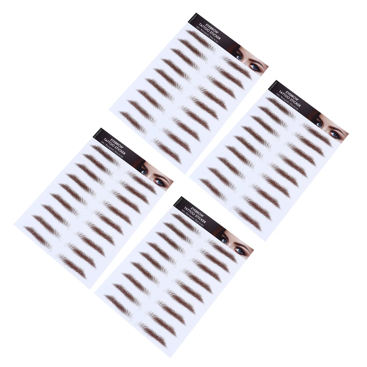 4 Pcs Eyebrow Stickers Water Transfer Imitation Tool False Lashes with Soy Ink Stencils Fake Eyelashes