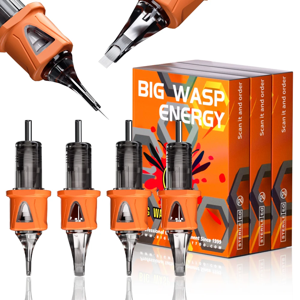 

BIGWASP 5Pcs/Box Tattoo Cartridge Needles Round Liner Disposable Sterilized Safety Tattoo Needle Silicone Universal Cartridges
