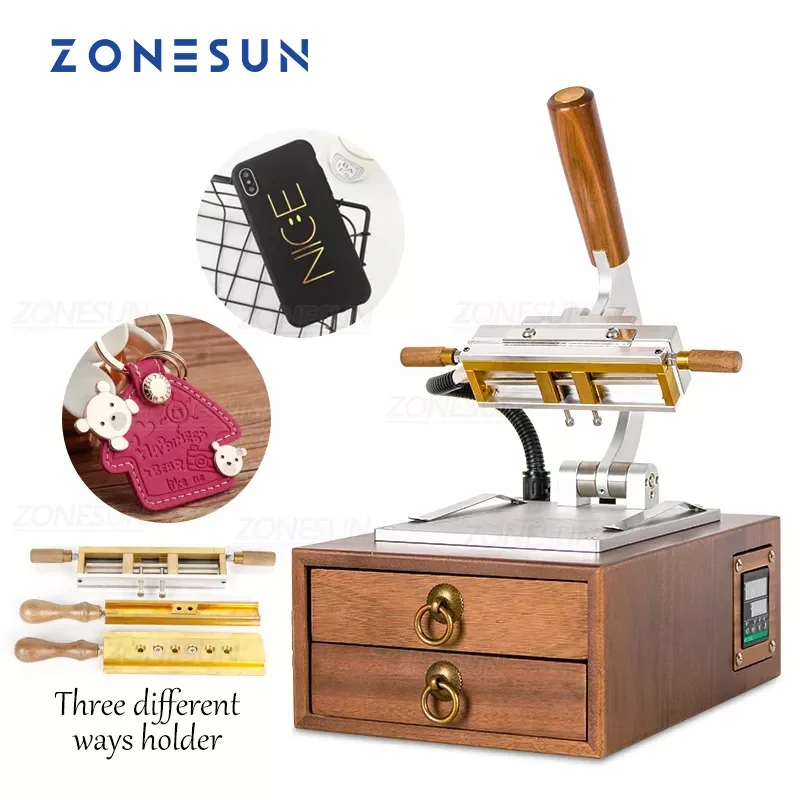 ZONESUN Multifunction Hot Stamping Press Machine Manual Bronzing Embosser For PVC Card Leather Paper Wood Heat Press Machine