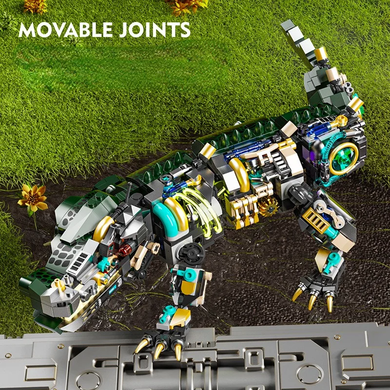 New educational building blocks model semi-mechanical crocodile, building blocks, teaching toys, birthday gifts 996 particles