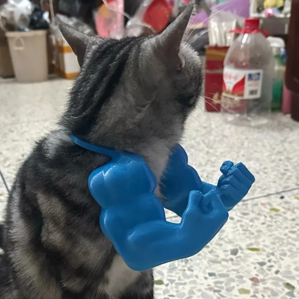 Funny Cat Muscle Arm Collar 3D Printed Cosplay Pet Neck Hanging Props Kitten Costume Dog Toys Party Halloween Accessories Things view 4