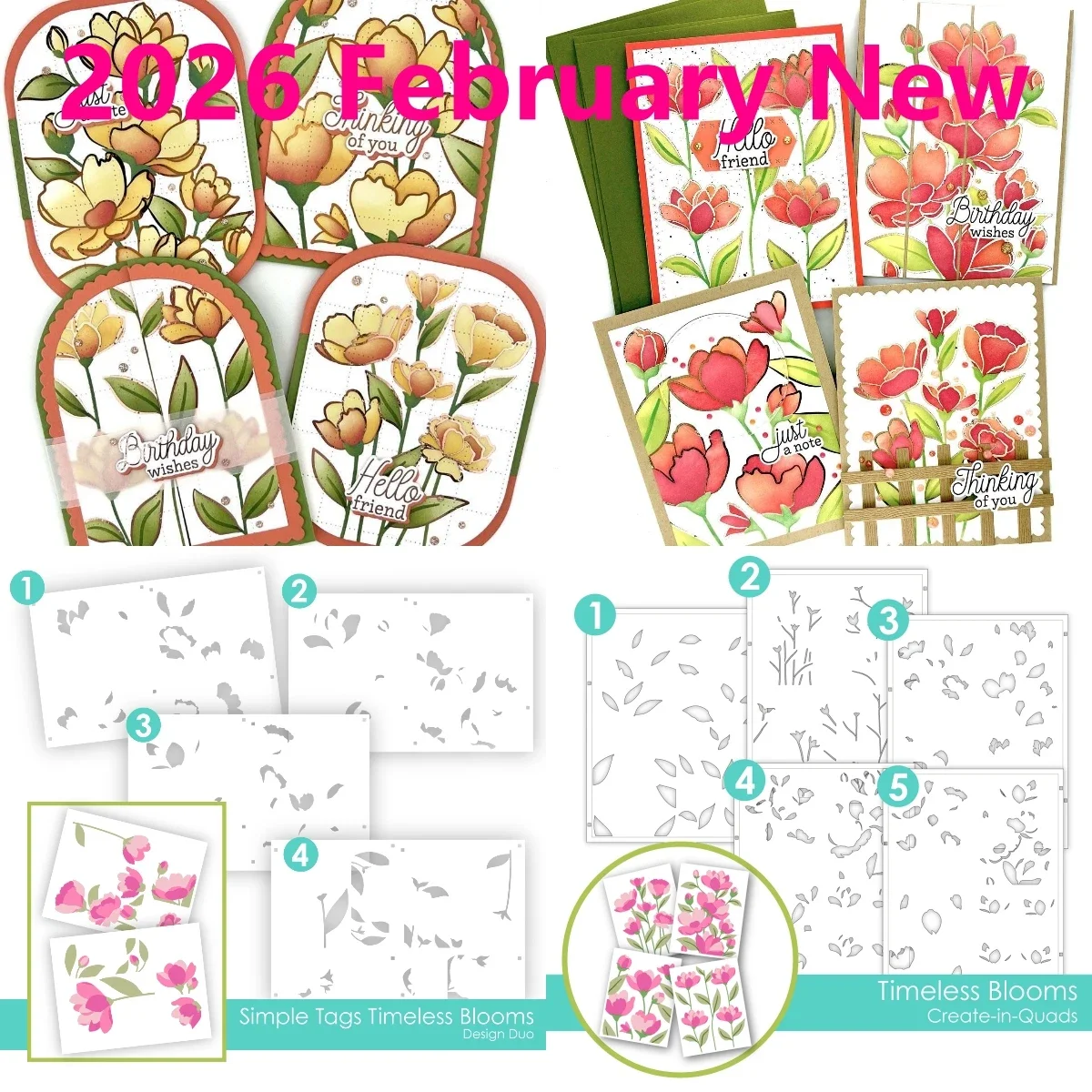 Design Duo Layering - Simple Tags Timeless Blooms Dies For Craft Embossing Make Paper Greeting Card Making Template DIY