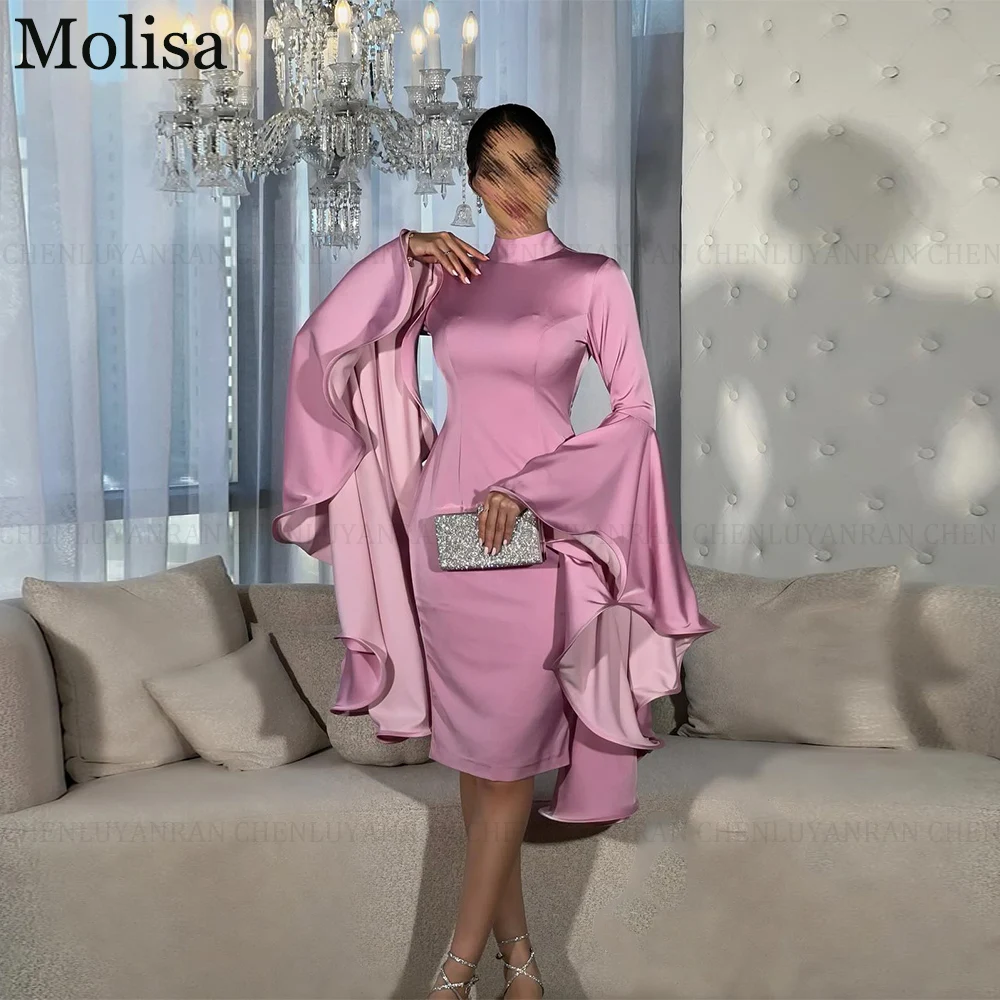 

MOLISA Simple Formal Occasion Dresses 2024 Mermaid High Neck Prom Dresses Satin Knee-Length Evening Party Gowns فساتين الحفلات