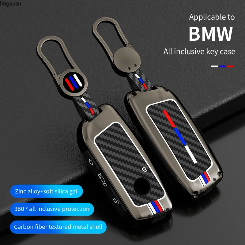 

Alloy Car Key Case Cover Shell Fob For BMW i7 X7 G07 LCI iX I20 X1 U11 7 Series G70 G09 XM U06 G81 M3 2023 Protector Keyless