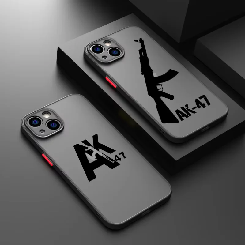 Rifle Star AK47 Rifle de asalto Cool Creative para iPhone funda 16 15 14 13 12 11 Pro XR XS Max 7 8 Plus funda anticaída para teléfono Y2K