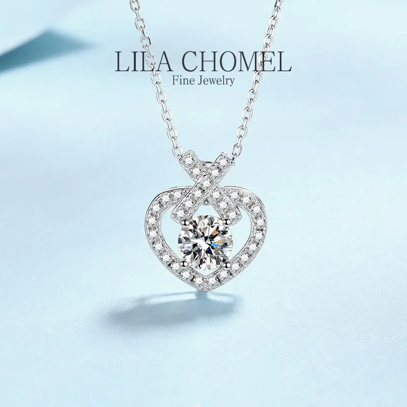 

New style White Gold 18K 1ct Heart Pendants for Women Wedding nice Necklace Moissanite Diamond Sparkling Valentine's Day Gift