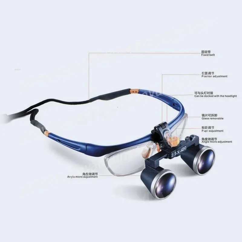 FD-503G 2.5X/3.5X Two-Way Screw Thread Loupe 420mm Work Distance for Dental/ENT/Surgery
