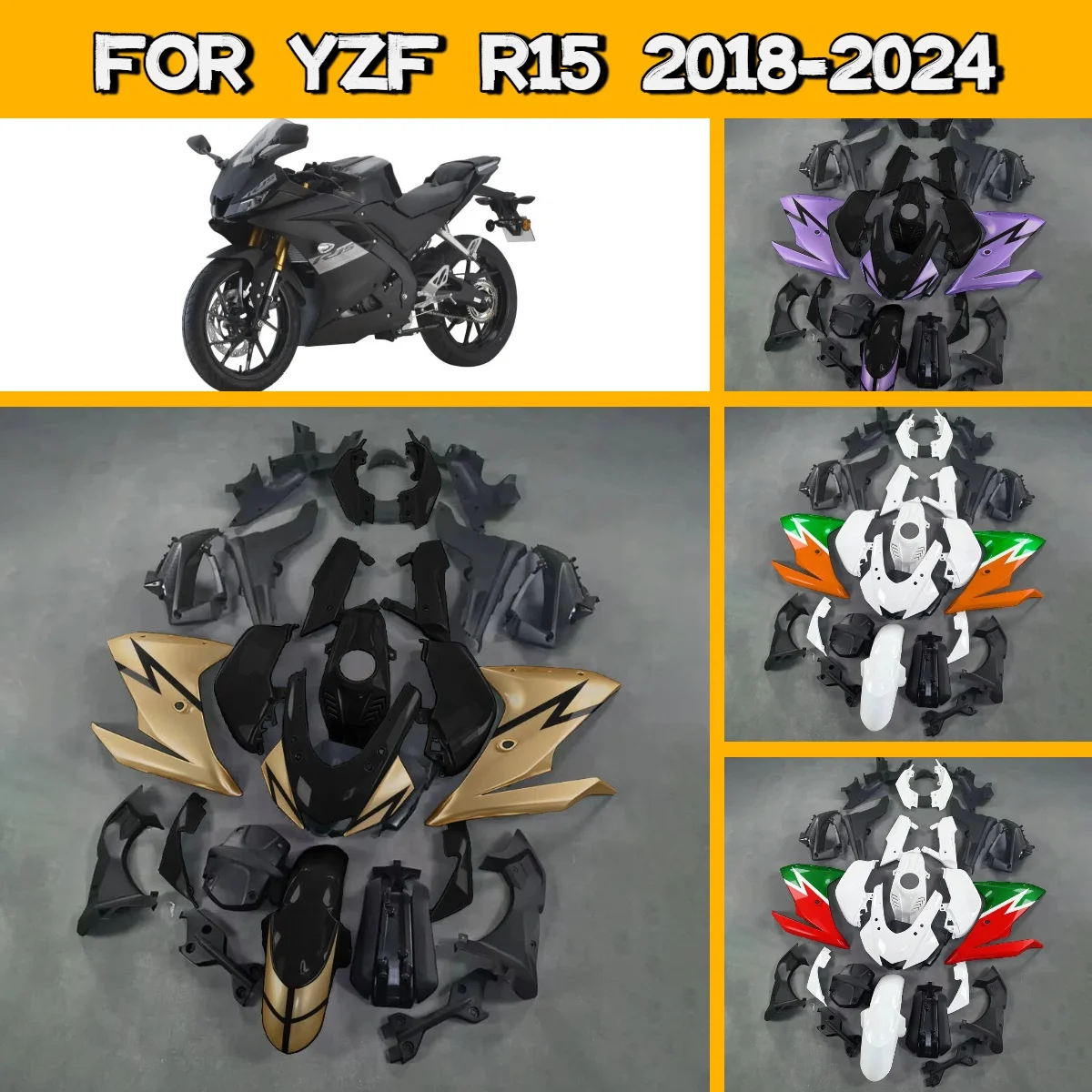Quality Fairings for 2018-2024 Yamaha YZFR15 Motorcycle Spare Parts Fairing Kit 18-24 YZF R15 Easy Install