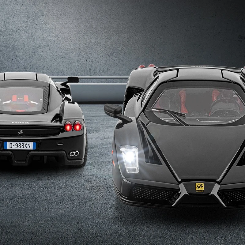 1:32 enzo simulação modelo de carro de brinquedo veículos fundidos carros de metal decoração puxar para trás som e luz menino educação presente