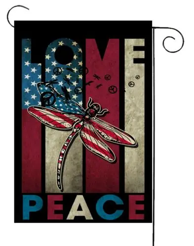 

Двухсторонний Садовый флаг Love Peace Dragonfly