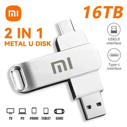 XIAOMI-Clé USB 3.0 haute vitesse, clé USB en métal, étanche, type-c, 2 en 1, 16 To, 2 To, reviede stockage d'ordinateur