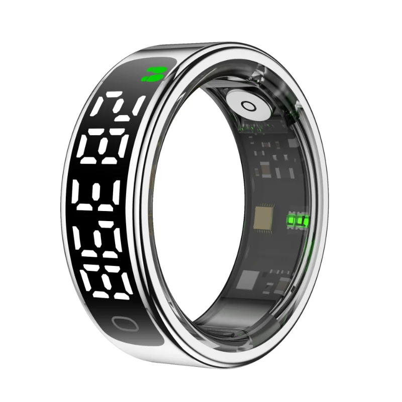 Smart Ring Equipped With An LED Display Featuring Health Monitoring Photo-Taking Capabilities And Extremely Long Battery Life