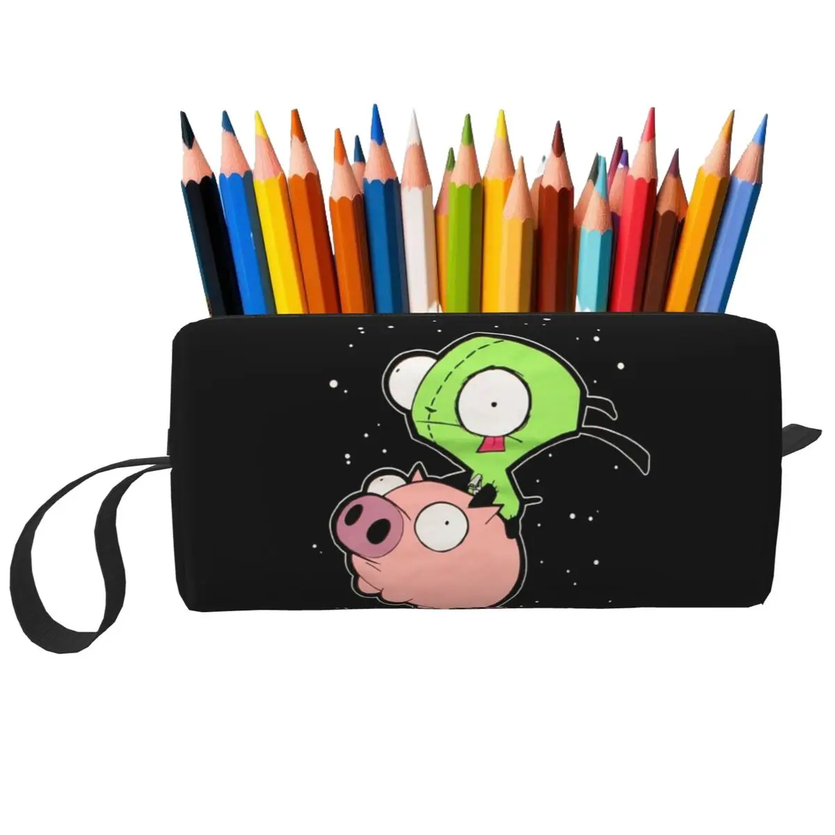 Invader Zim Art Pencil Case for Boy Girl School Pen Box Pencil Bag Stationery Supplies Travel Women Cosmetic Bag