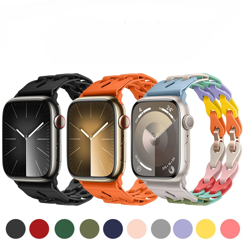 

Applicable Apple Strap Iwatch Fashion Hollow Bracelet Silicone Strap Watch S9 Watch Strap Ultra2 Watch Band