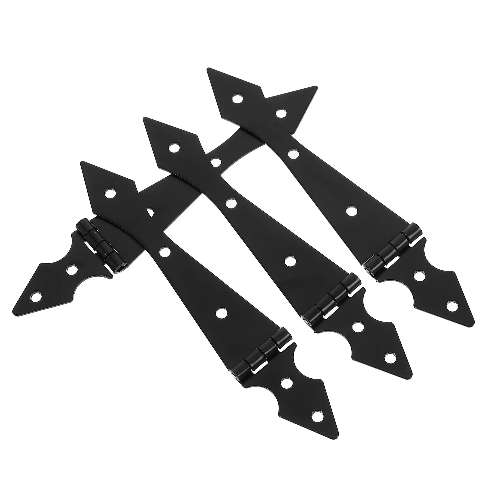 4Pcs Heavy Duty Barn Door Arrow Hinges Black Metal Decorative Strap Hinges Warehouse Exterior Wood Gate Hardware