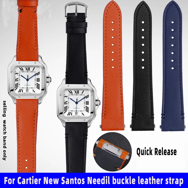 For C-artier SANTOS W2SA0006 WGSA0037 watch strap 21mm Sandoz Large Size Quick release Genuine Leather Watchband men's bracelet