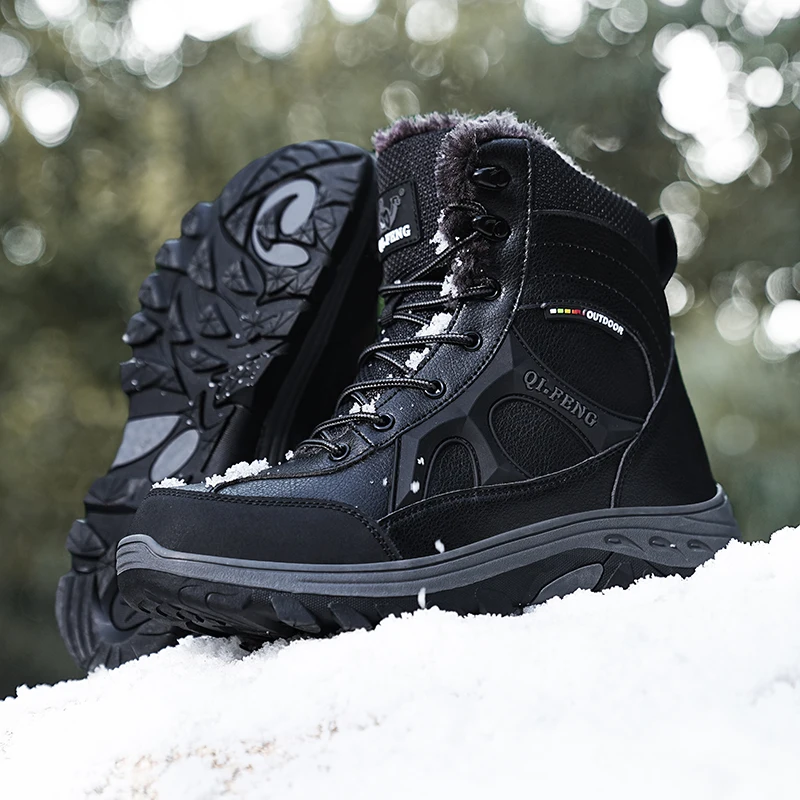 New Winter Men\'s Boots Warm Plush High-Top Snow Boots Waterproof Men Hiking Boots Outdoor Sneakers Men Work Fashion Ankle Boots