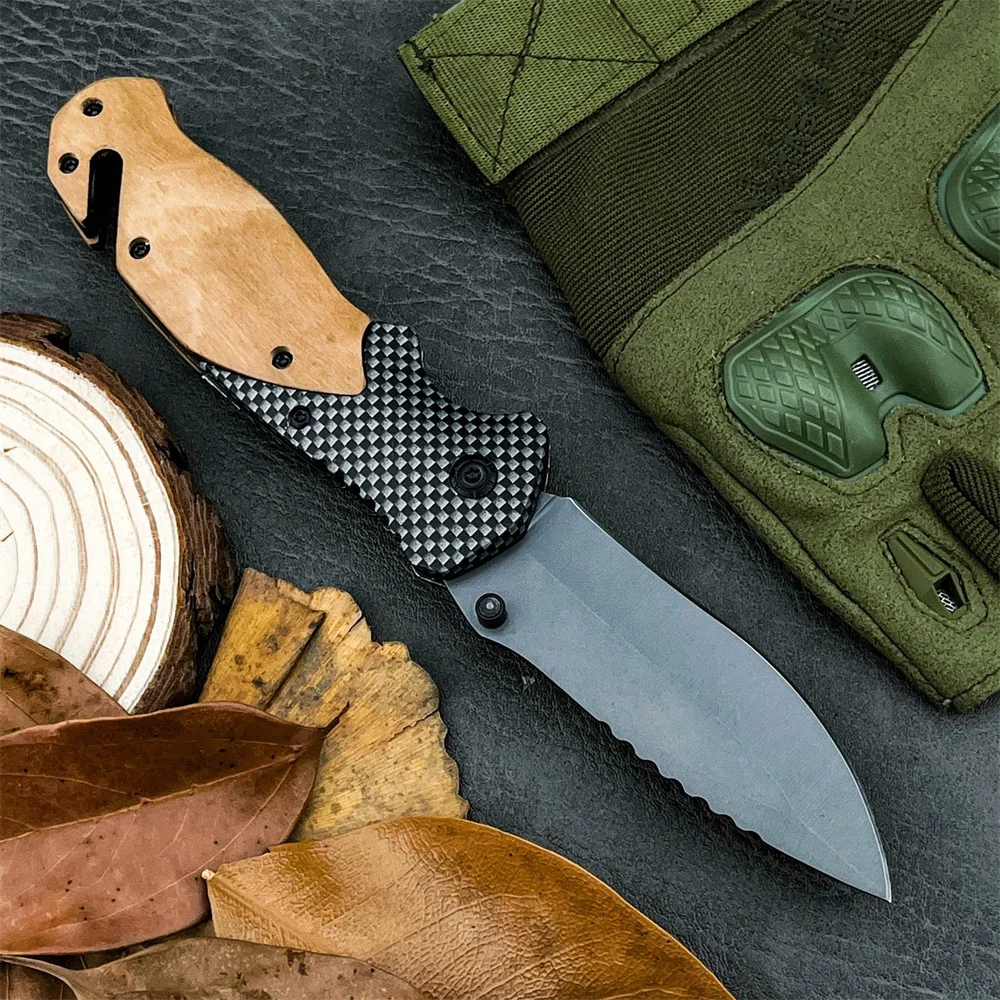 

Высококачественный складной нож высокой твердости со сталью 5Cr13Mov и ручкой из оливкового дерева, портативный инструмент для кемпинга, пешего туризма, рыбалки