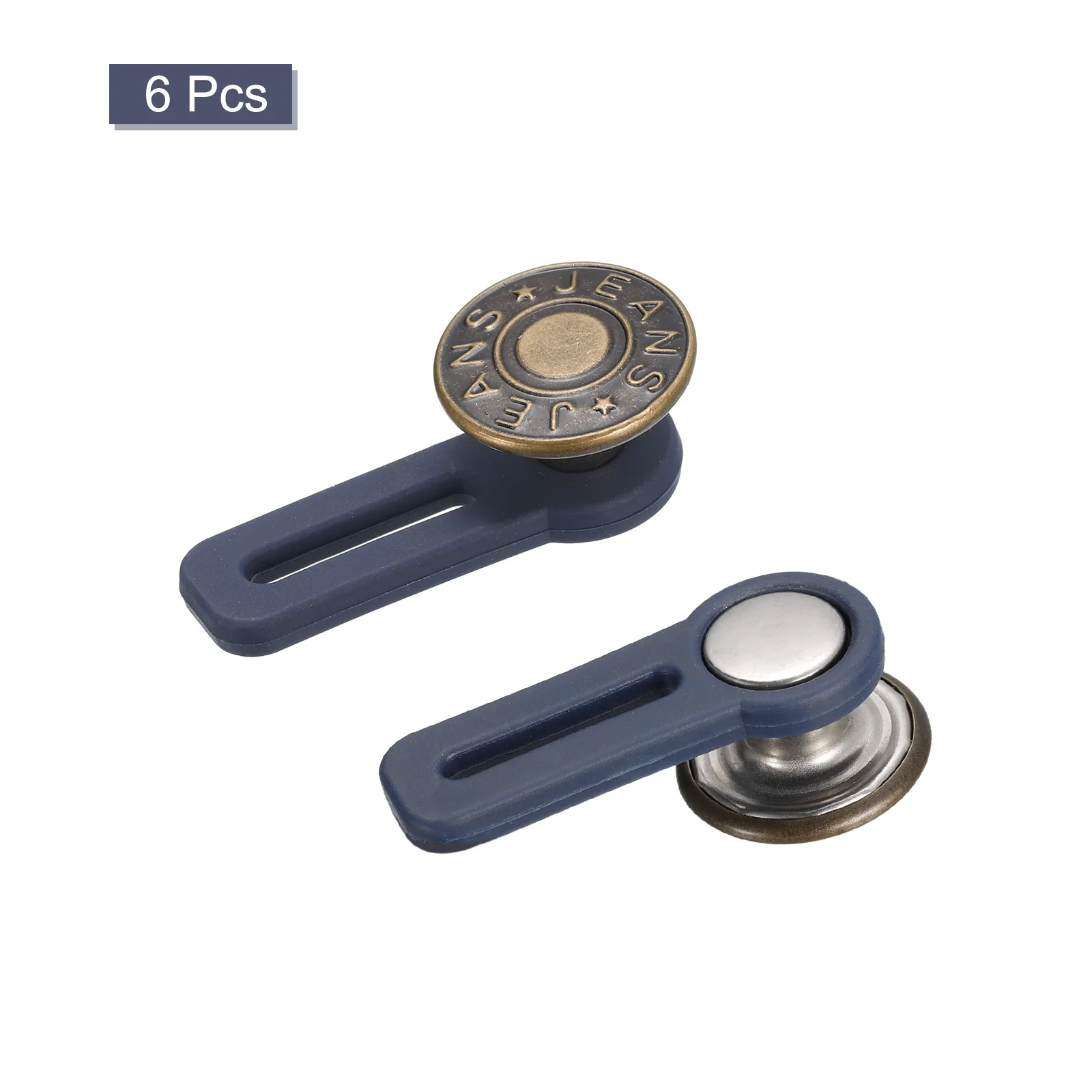 Extensions de boutons en alliage et Silicone, 6 pièces, Extension de taille pour pantalons sans couture, pour femmes et hommes, jupes en jean, 1.38 pouces