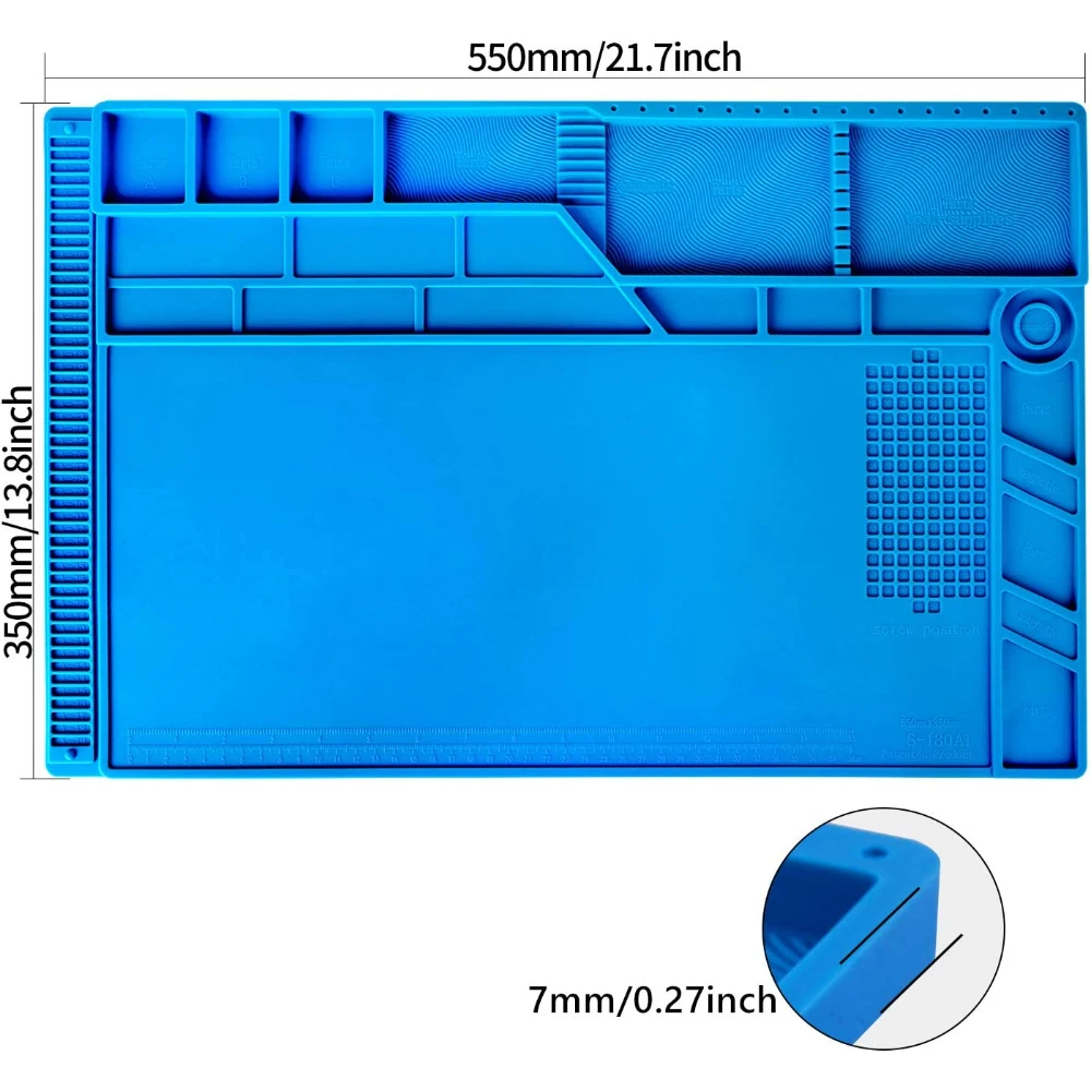 Imagem -03 - Esteira de Solda de Silicone Grande Trabalho de Reparo Magnético Resistente ao Calor Plataforma de Isolamento Station Pad para Ipad Reparação de Computador