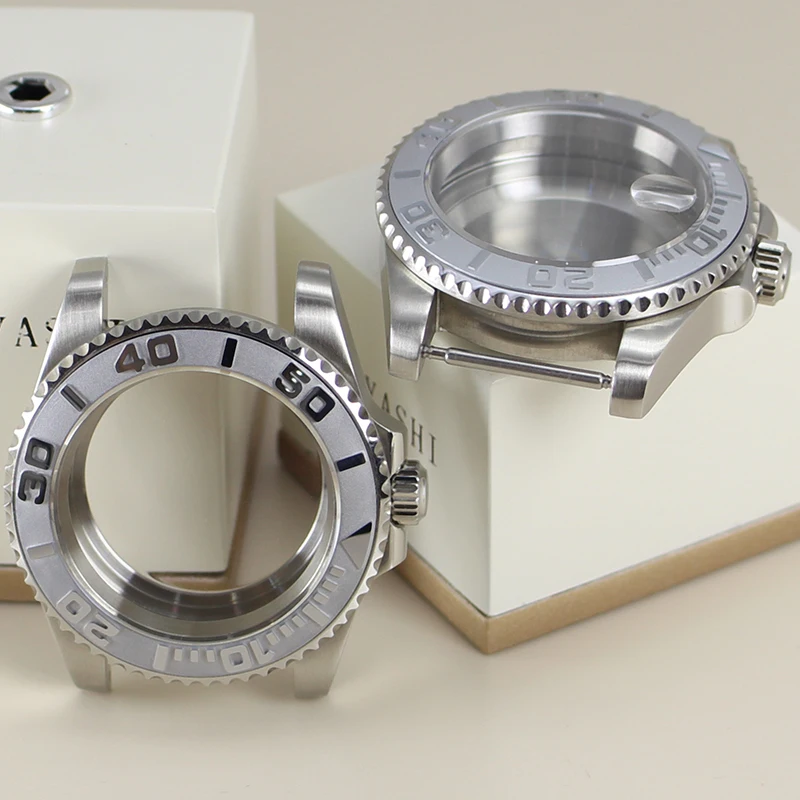 40 مللي متر حافظة ساعة فضية 120 نقرات السيراميك الحافة الياقوت ل Seiko NH35 NH36 NH34 Miyota8215 Eta2824 nh35 حافظة 28.5 مللي متر الطلب YACHT