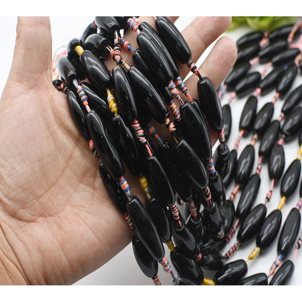 

2strands/lot 25mm Natural Smooth Black cylindrical Agate stone beads For DIY Bracelet Necklace Jewelry Making Strand 15"