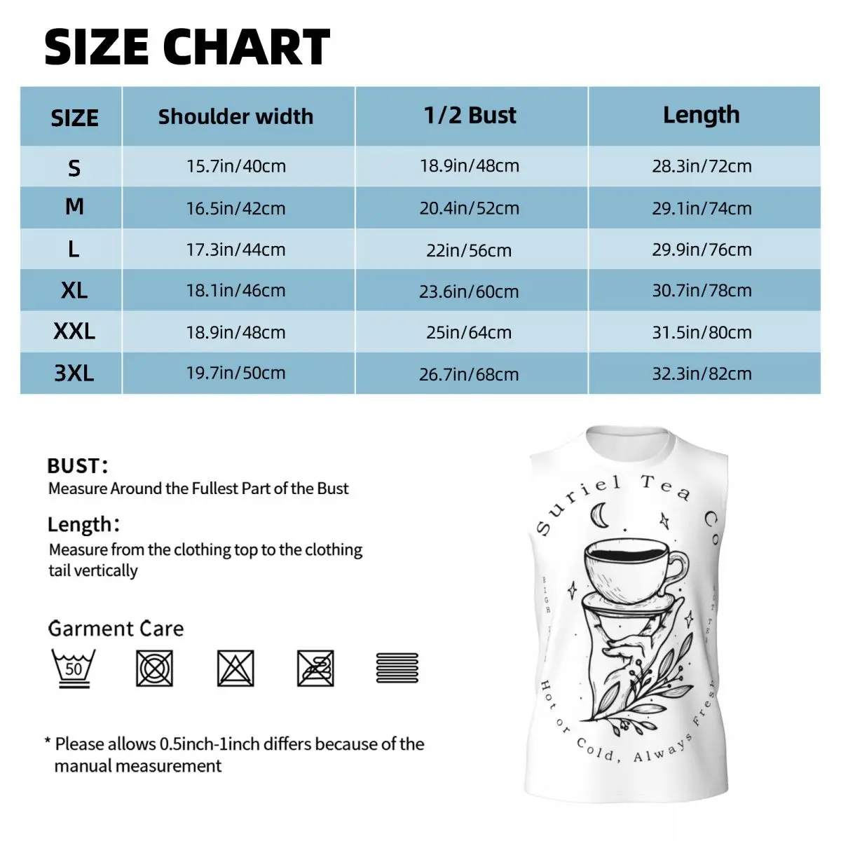 ACOTAR Suriel Tea Co Men Printed Sleeveless T-shirt Casual Hip Hop Street Style Beach Holiday Tank Tops