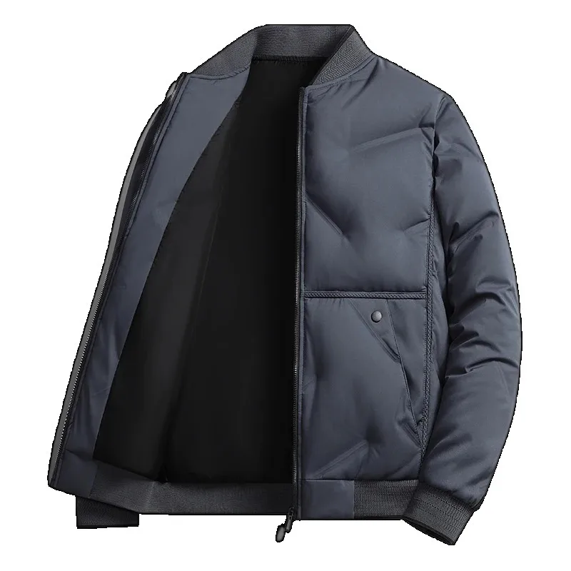 New Men's Autumn Winter Fashion Casual Baseball Jacket Men Stand Collar Solid Warm Windproof Zipper Overcoat Male Bomber Jackets