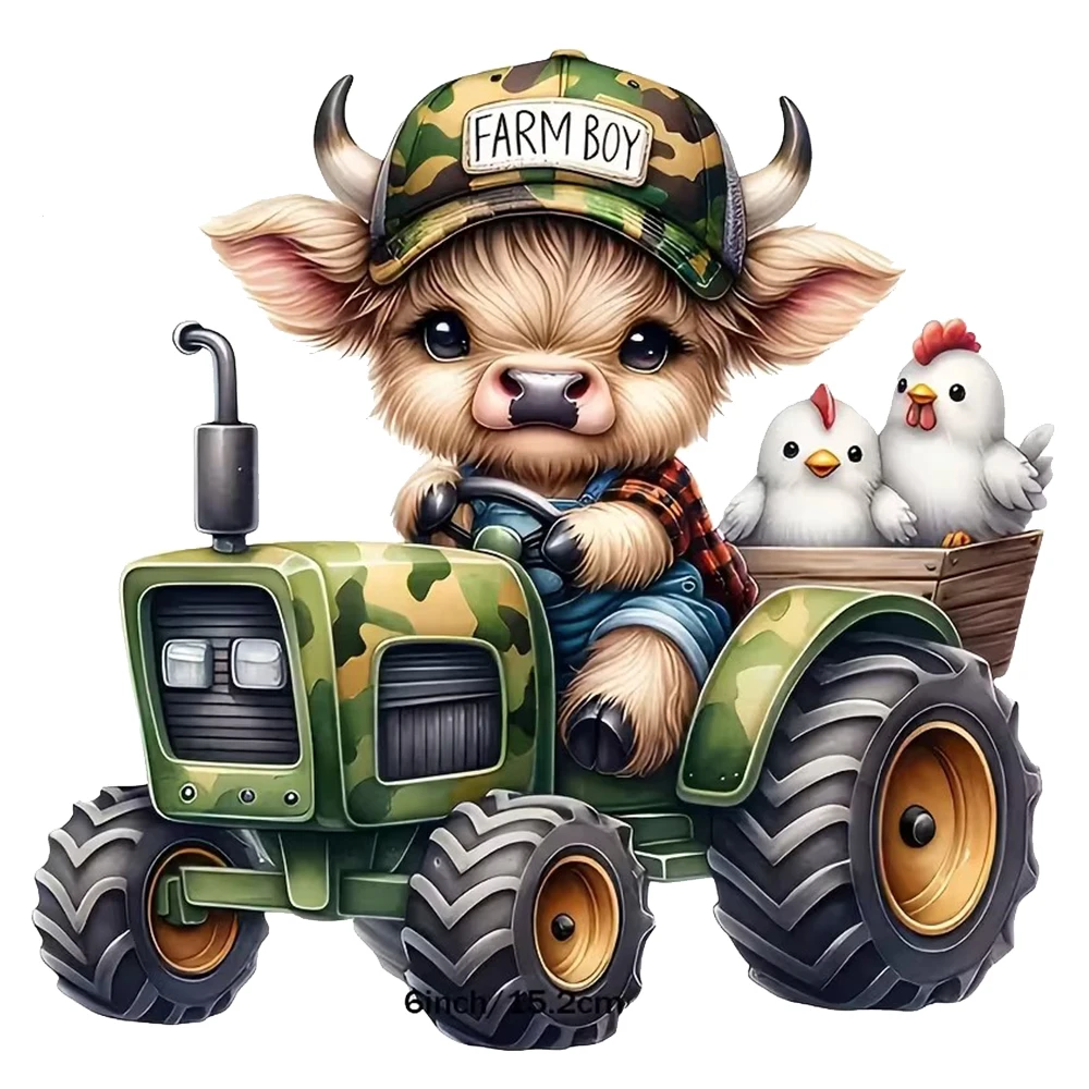 

Adorable Highland Cow and Tractor Car Sticker, Suitable for Laptop, Car, Truck, Van, SUV, Motorcycle, Wall, Bumper, Window