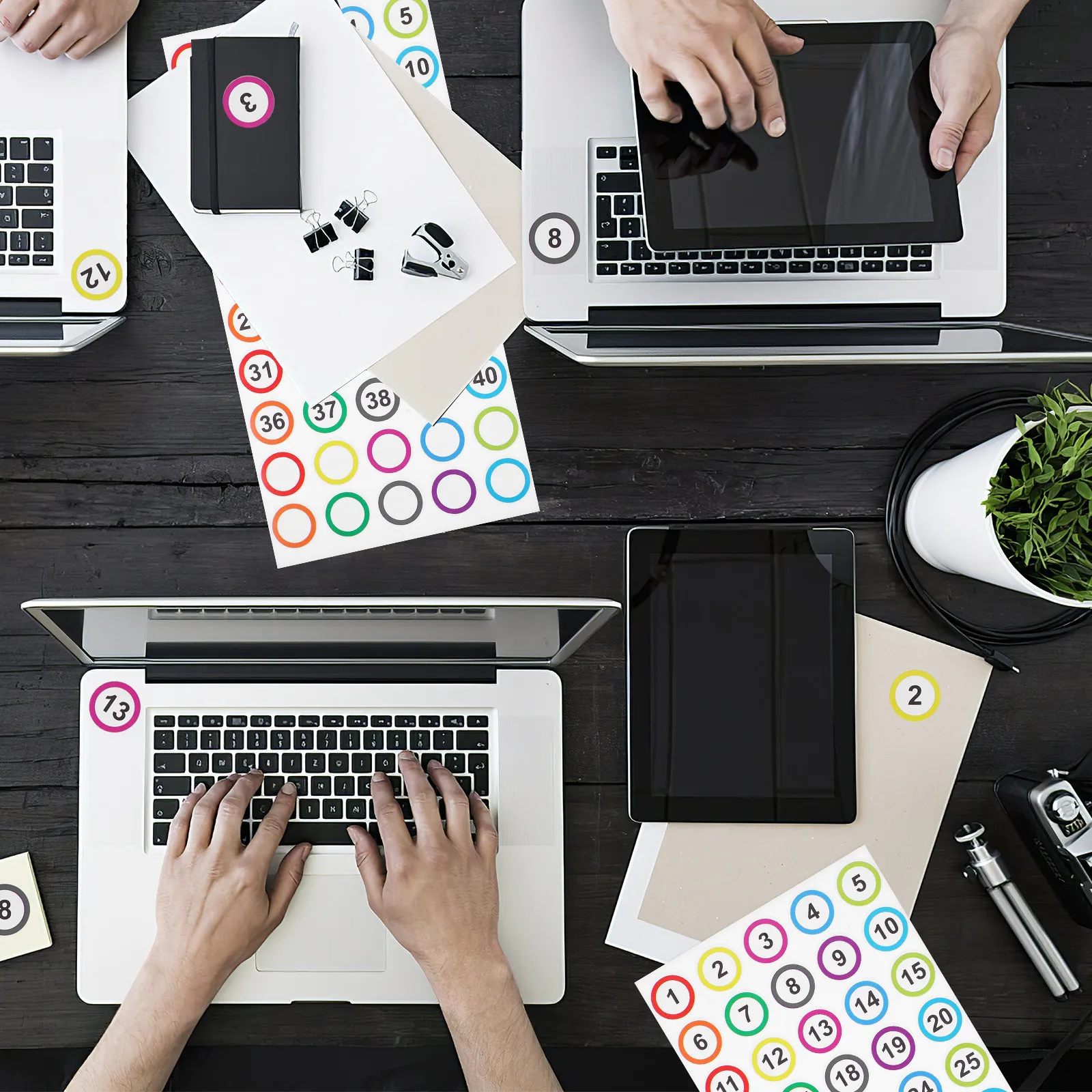 

50 Sheets Numbered Stickers 1-40 Self-Adhesive Round Digital Sticker Labels for Office Organization Study Sorting and Archive