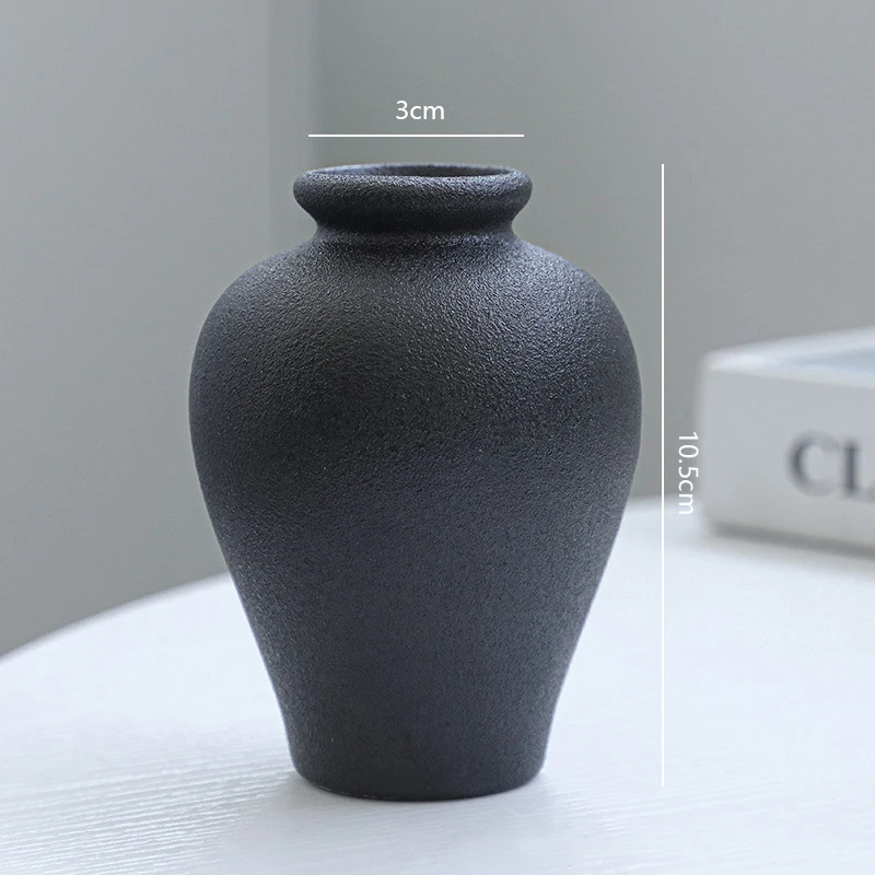 5Pcs Black Ceramic Vase Set Modern Minimalist Matte Flower Vases for Home Deco Living Room Table Centerpiece Wedding Party Decor - view 3