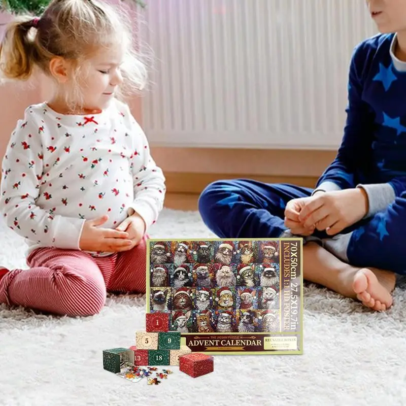 

Advent Calendar Puzzles Countdown to Christmas Puzzle Cat Jigsaw Christmas Countdown Calendar Puzzle Toy Gifts Christmas Toy