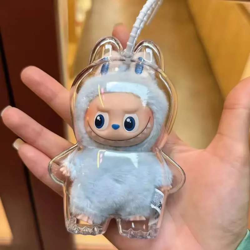 حافظة واقية شفافة لـ Labubu4.0 دبوس الوحش لسلسلة الحب غطاء شكل لطيف غطاء تخزين سلسلة مفاتيح محمولة