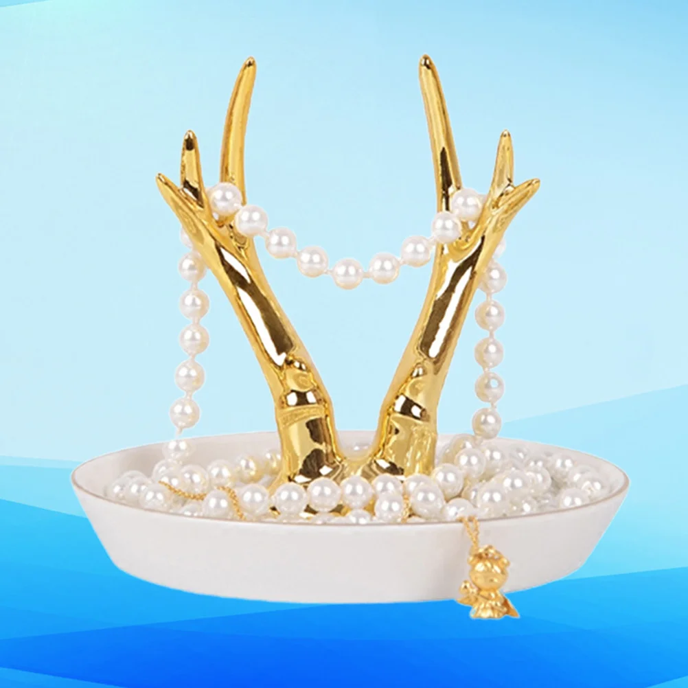 1Pcs Antler Jewelry Tray Ceramic Durable Hanging Rack Ring Holder Organizer for Jewelry Storage Display Antler Display Rack