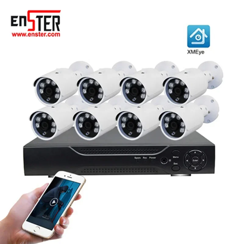 ENSTER outdoor indoor 2MP 5MP 8CH AHD DVR bullet camera kit system