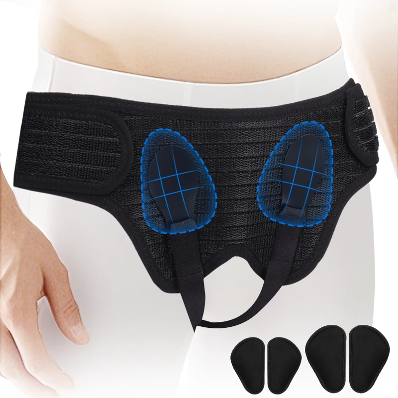Hernia Belt Bilateral Double Inguinal Adjustable Men Women Hernia Support Truss with 2 Removable Compression Pads