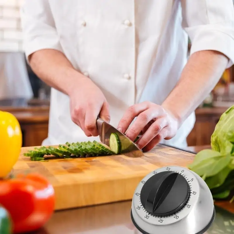 Timer cucina in acciaio inossidabile da 37me Timer meccanico cottura da cucina Strumenti cottura della sveglia